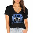 Proud Dad Of Two 2019 Graduates Twin Papa Graduation Women's Jersey Short Sleeve Deep V-Neck Tshirt
