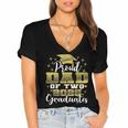 Proud Dad Of Two 2025 Graduates Graduation Family Women's Jersey Short Sleeve Deep V-Neck Tshirt