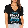 Proud Daddy Of 5th Grade Graduate 2024 Family Graduation Women's Jersey Short Sleeve Deep V-Neck Tshirt