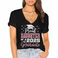 Proud Daughter Of 2025 College Graduate Family Graduation Women's Jersey Short Sleeve Deep V-Neck Tshirt