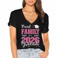 Proud Family Of a Class Of 2026 Graduate For Graduation Women's Jersey Short Sleeve Deep V-Neck Tshirt