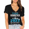 Proud Godbrother Of Two 2023 Graduate Class 2023 Graduation Women's Jersey Short Sleeve Deep V-Neck Tshirt
