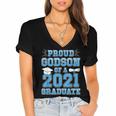 Proud Godson Of a 2021 Graduate School Graduation Family Women's Jersey Short Sleeve Deep V-Neck Tshirt