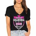 Proud Grandma Of a 2018 Grad Graduation Family Women's Jersey Short Sleeve Deep V-Neck Tshirt