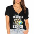 Proud Grandma Of A 2026 Senior Volleyball Graduation Leopard Women's Jersey Short Sleeve Deep V-Neck Tshirt