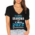 Proud Grandma Of Two 2023 Graduate Class 2023 Graduation Women's Jersey Short Sleeve Deep V-Neck Tshirt