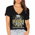 Proud Grandma Of Two 2024 Graduate Class 2024 Graduation Women's Jersey Short Sleeve Deep V-Neck Tshirt