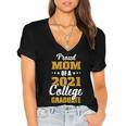 Proud Mom Of A 2021 College Graduate Senior Graduation Women's Jersey Short Sleeve Deep V-Neck Tshirt
