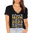 Proud Mom Of A 2023 1st Grade Graduate Shirt Fun Graduation Women's Jersey Short Sleeve Deep V-Neck Tshirt