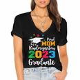 Proud Mom Of A 2023 Graduate Senior 2023 Graduation 23 Women's Jersey Short Sleeve Deep V-Neck Tshirt