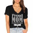 Proud Mom Of a 2024 Graduate Mama Checkered Graduation Women's Jersey Short Sleeve Deep V-Neck Tshirt