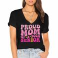 Proud Mom Of a 2025 Graduate Class Senior Graduation Mother Women's Jersey Short Sleeve Deep V-Neck Tshirt