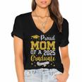 Proud Mom Of A 2025 Graduate Senior Class Of 2025 Graduation Women's Jersey Short Sleeve Deep V-Neck Tshirt