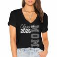 Proud Mom Of A 2026 Graduate Grad Senior Mother Graduation Women's Jersey Short Sleeve Deep V-Neck Tshirt