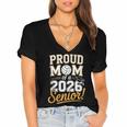 Proud Mom Of a 2026 Senior Volleyball Graduation Women's Jersey Short Sleeve Deep V-Neck Tshirt