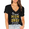 Proud Mom Of a Class Of 2021 Graduate Graduation Senior 2021 Women's Jersey Short Sleeve Deep V-Neck Tshirt
