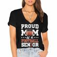 Proud Mom Of a Football Senior 2026 Graduation Gifts Women's Jersey Short Sleeve Deep V-Neck Tshirt