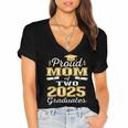 Proud Mom Of Two 2025 Graduates Graduation Family Women's Jersey Short Sleeve Deep V-Neck Tshirt