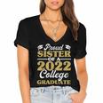 Proud Sister 2022 College Graduate Shirt Sibling Graduation Women's Jersey Short Sleeve Deep V-Neck Tshirt