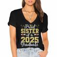 Proud Sister Of A Class Of 2025 Graduate Senior Graduation Women's Jersey Short Sleeve Deep V-Neck Tshirt