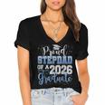 Proud Stepdad Of Senior 2026 Class Of 2026 Graduation Women's Jersey Short Sleeve Deep V-Neck Tshirt