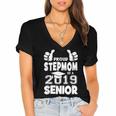Proud Stepmom Of A 2019 Senior School Graduation Shirt Women's Jersey Short Sleeve Deep V-Neck Tshirt