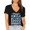 Proud Uncle Of A Class Of 2022 Graduate 22 Senior Graduation Women's Jersey Short Sleeve Deep V-Neck Tshirt