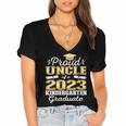 Proud Uncle Of Kindergarten Graduate 2023 Graduation Uncle Women's Jersey Short Sleeve Deep V-Neck Tshirt