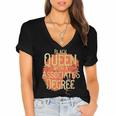 Queen Associate Degree Afrocentric GraduationShirt Women's Jersey Short Sleeve Deep V-Neck Tshirt