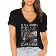 Queen Masters Degree Graduation Educated Melanin Grad Women's Jersey Short Sleeve Deep V-Neck Tshirt