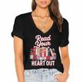 Read Your Heart Out Book Lover Reading Enthusiasts Floral Women's Jersey Short Sleeve Deep V-Neck Tshirt Read Your Heart Out Book Lover Reading Enthusiasts Floral Women's Jersey Short Sleeve Deep V-Neck Tshirt