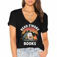Read S'More Books Cute Campfire Reading Book Lovers Women's Jersey Short Sleeve Deep V-Neck Tshirt