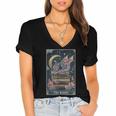 The Reader Tarot Card Book Dragon Romantasy Fantasy Bookish Women's Jersey Short Sleeve Deep V-Neck Tshirt