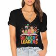 Readers Are Leaders Motivational Reading Book Quote Women's Jersey Short Sleeve Deep V-Neck Tshirt Readers Are Leaders Motivational Reading Book Quote Women's Jersey Short Sleeve Deep V-Neck Tshirt