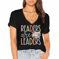 Readers Are Leaders Reading Book Lovers Teacher Women Kids Women's Jersey Short Sleeve Deep V-Neck Tshirt Readers Are Leaders Reading Book Lovers Teacher Women Kids Women's Jersey Short Sleeve Deep V-Neck Tshirt