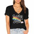 Reading Is The Key To Smart Book Lover Bookworm Reader Women's Jersey Short Sleeve Deep V-Neck Tshirt