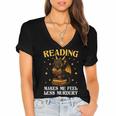 Reading Makes Me Feel Less Murdery Book Dragon Women's Jersey Short Sleeve Deep V-Neck Tshirt Reading Makes Me Feel Less Murdery Book Dragon Women's Jersey Short Sleeve Deep V-Neck Tshirt