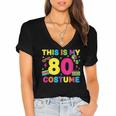 Retro 80's Costume 80s Nostalgia Party Women's Jersey Short Sleeve Deep V-Neck Tshirt