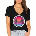 Retro 80s Synthwave Sunset & Palm Trees Retro Nostalgia 80s Women's Jersey Short Sleeve Deep V-Neck Tshirt Retro 80s Synthwave Sunset & Palm Trees Retro Nostalgia 80s Women's Jersey Short Sleeve Deep V-Neck Tshirt