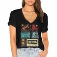 Retro Cassette 70s 80s 90s Music Vintage Party Nostalgia Women's Jersey Short Sleeve Deep V-Neck Tshirt