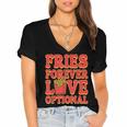 Retro Fast Food Nostalgia Vintage Diner Fries Shakes Burgers Women's Jersey Short Sleeve Deep V-Neck Tshirt