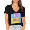 Retro TechnologyOld School Floppy Nostalgia 90s Generation Women's Jersey Short Sleeve Deep V-Neck Tshirt Retro TechnologyOld School Floppy Nostalgia 90s Generation Women's Jersey Short Sleeve Deep V-Neck Tshirt