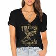 Retro Vintage The Thirteen Until The Darkness Claims Us Book Women's Jersey Short Sleeve Deep V-Neck Tshirt