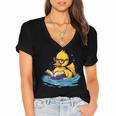 Rubber Duck Reading Book Swim Rubber Duckling Rubber Duckie Women's Jersey Short Sleeve Deep V-Neck Tshirt Rubber Duck Reading Book Swim Rubber Duckling Rubber Duckie Women's Jersey Short Sleeve Deep V-Neck Tshirt
