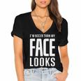 Sarcastic Shy People Introverts I'm Nicer Than My Face Looks Women's Jersey Short Sleeve Deep V-Neck Tshirt Sarcastic Shy People Introverts I'm Nicer Than My Face Looks Women's Jersey Short Sleeve Deep V-Neck Tshirt