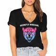 Secretly Bisexual Bi Introvert Bi Pride Antisocial LGBTQ Women's Jersey Short Sleeve Deep V-Neck Tshirt