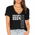 Senior 2024 Class Of 2024 Seniors Graduation 2024 Senior 24 Women's Jersey Short Sleeve Deep V-Neck Tshirt
