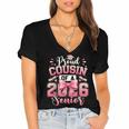 Senior 2026 Class Of 26 Coquette Pink Bow Graduation Cousin Women's Jersey Short Sleeve Deep V-Neck Tshirt