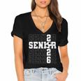 Senior 2026 Soccer Player Class Of 2026 Senior Graduation Women's Jersey Short Sleeve Deep V-Neck Tshirt