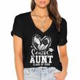 Senior Aunt Class Of 2026 Soccer Graduation Heart Women's Jersey Short Sleeve Deep V-Neck Tshirt